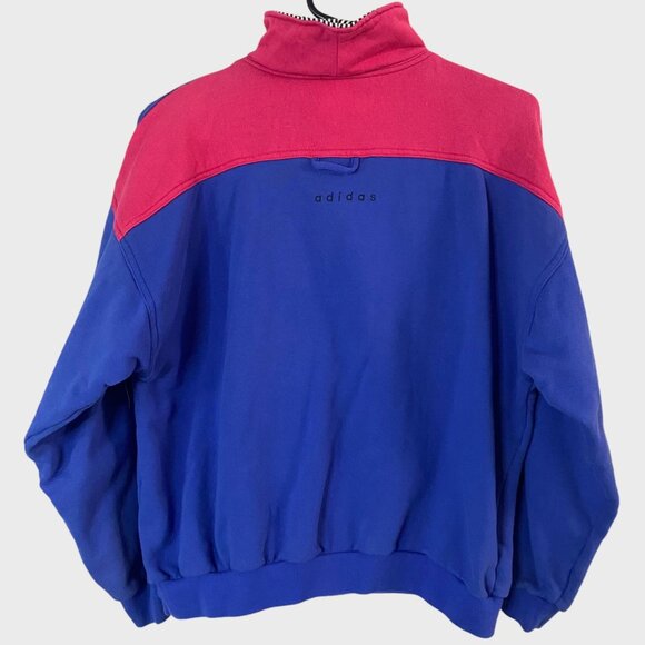 Vintage Adidas Sports Sweatshirt Blue/Pink Women's Medium Quarter-Zip Pullover - Picture 4 of 13